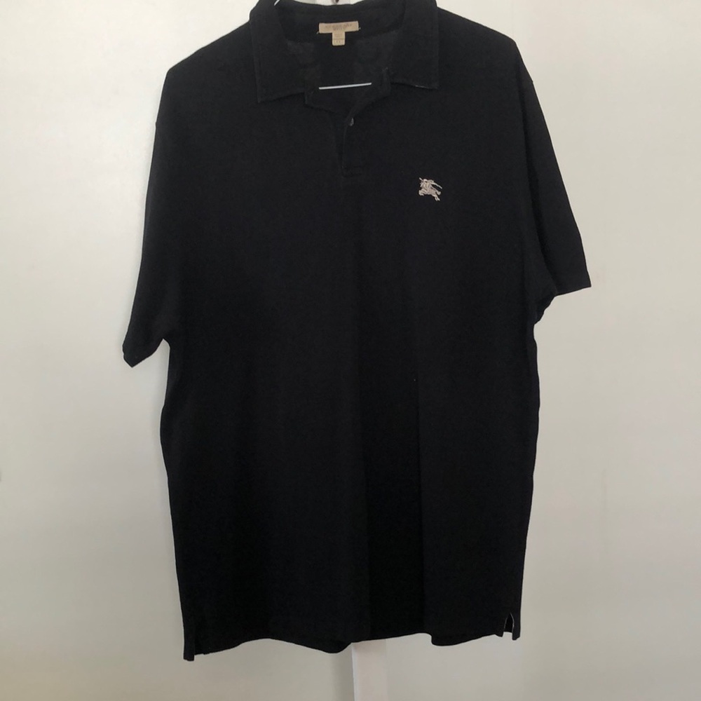 Burberry Brit xxl men’s black polo classic Burberry tartan checked lined collar